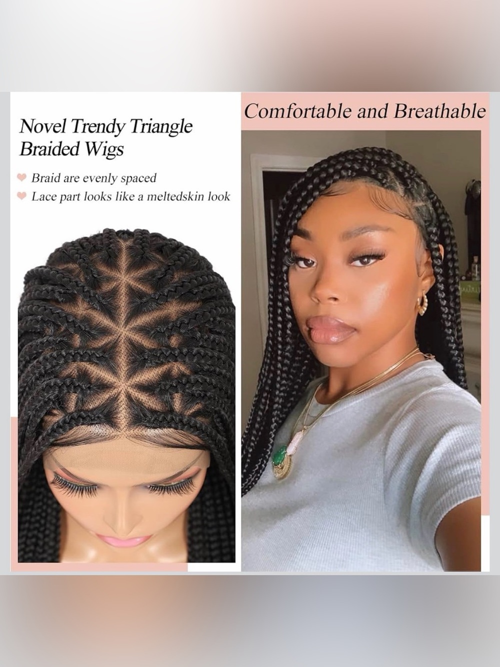 Lexqui 36" 13x8 HD Lace Front Braided Wigs for Women Knotless Braided Wigs - Picture 4 of 5